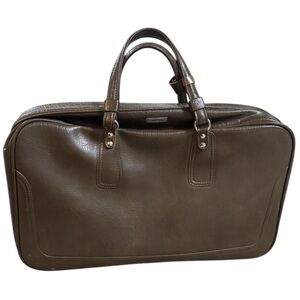 SAMSONITE Vintage Luggage Green Brown Carry On Faux‎ Leather Vacation Travel
